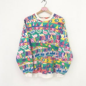 Vintage 90s T&ski New Zealand Sweatshirt Multicolor Large
