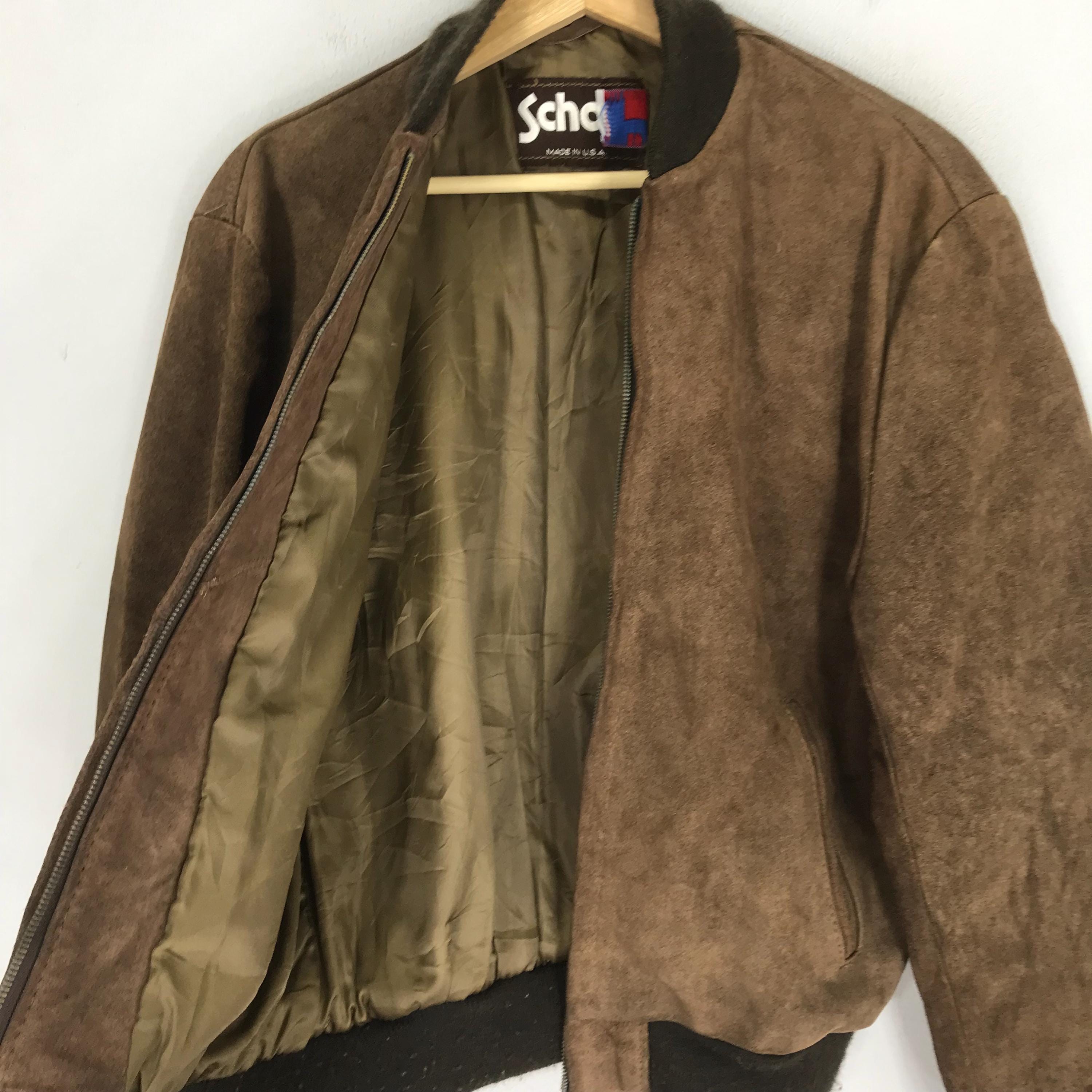 Vintage 90s Schott NYC Brown Suede Pure Leather Jacket Medium