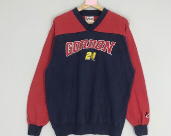 Sudadera vintage de Jeff Gordon de NASCAR de los años 90, suéter de Jeff Gordon de NASCAR, jersey de cuello redondo con el logotipo bordado de NASCAR, talla M