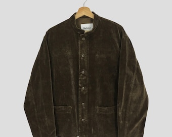 Giacca vintage in velluto a coste Barbour marrone, taglia M, stile casual da lavoro, con bottoni, giacca da lavoratore con più tasche
