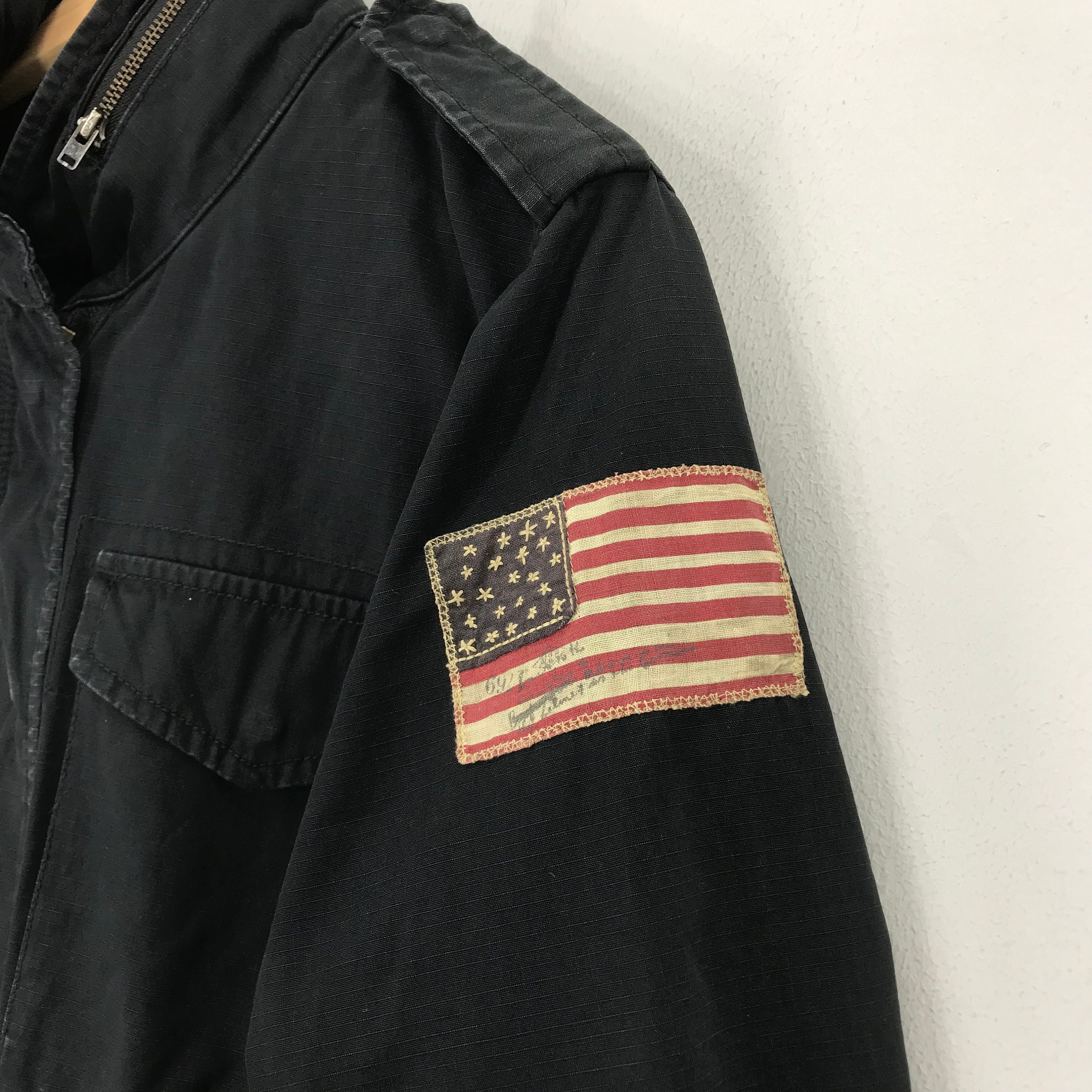 Vintage Polo Jeans Company Ralph Lauren USA Flag on Sleeve Denim 
