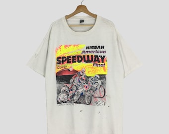 Vintage 90's Sinisalo Racing Motocross Overprinted Tshirt Medium