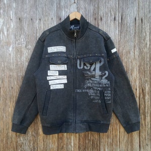 Zeldzaam!! Sweaterjack in punkrockstijl met patch, middelgrote maat