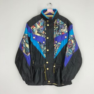 ヴィンテージ 90 年代 エアタスティック スノーギア ウィンタージャケット マルチカラー スキージャケット カラーブロック スキー スポーツウェア マルチカラー ボンバージャケット ウィンターコート サイズ L