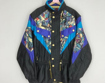 Vintage 90s Airtastic Snow Gear Winter Jacket Multicolor Ski Jacket Colorblock Skiing Sportswear Multicolor Bomber Jacket Winter Coat Size L