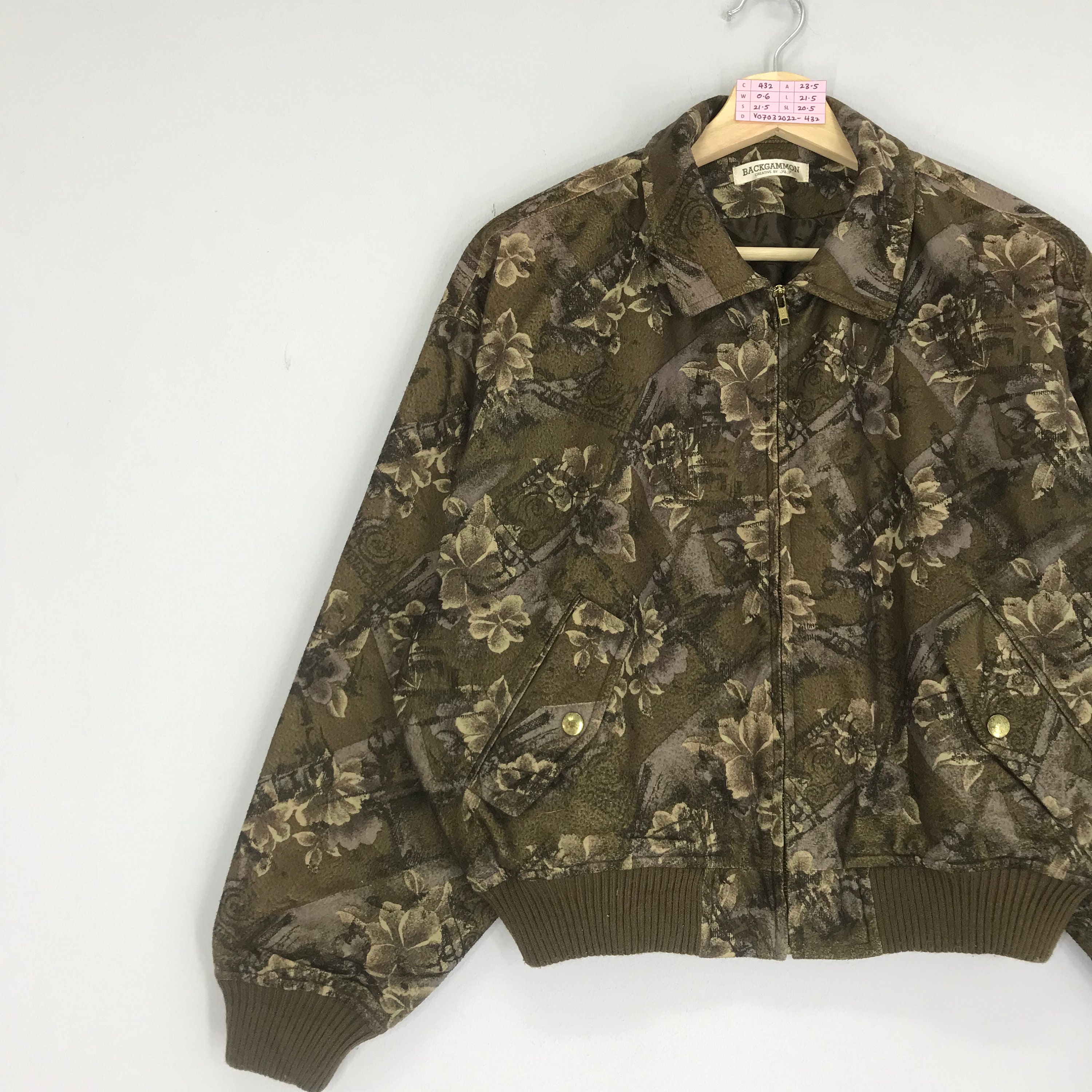 Vintage Flowery Women Bomber Jacket Overprinted Flower