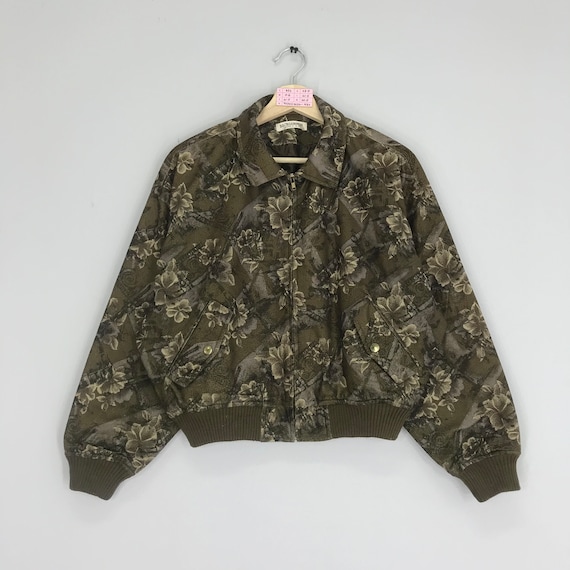 Vintage Flowery Women Bomber Jacket Overprinted Flower