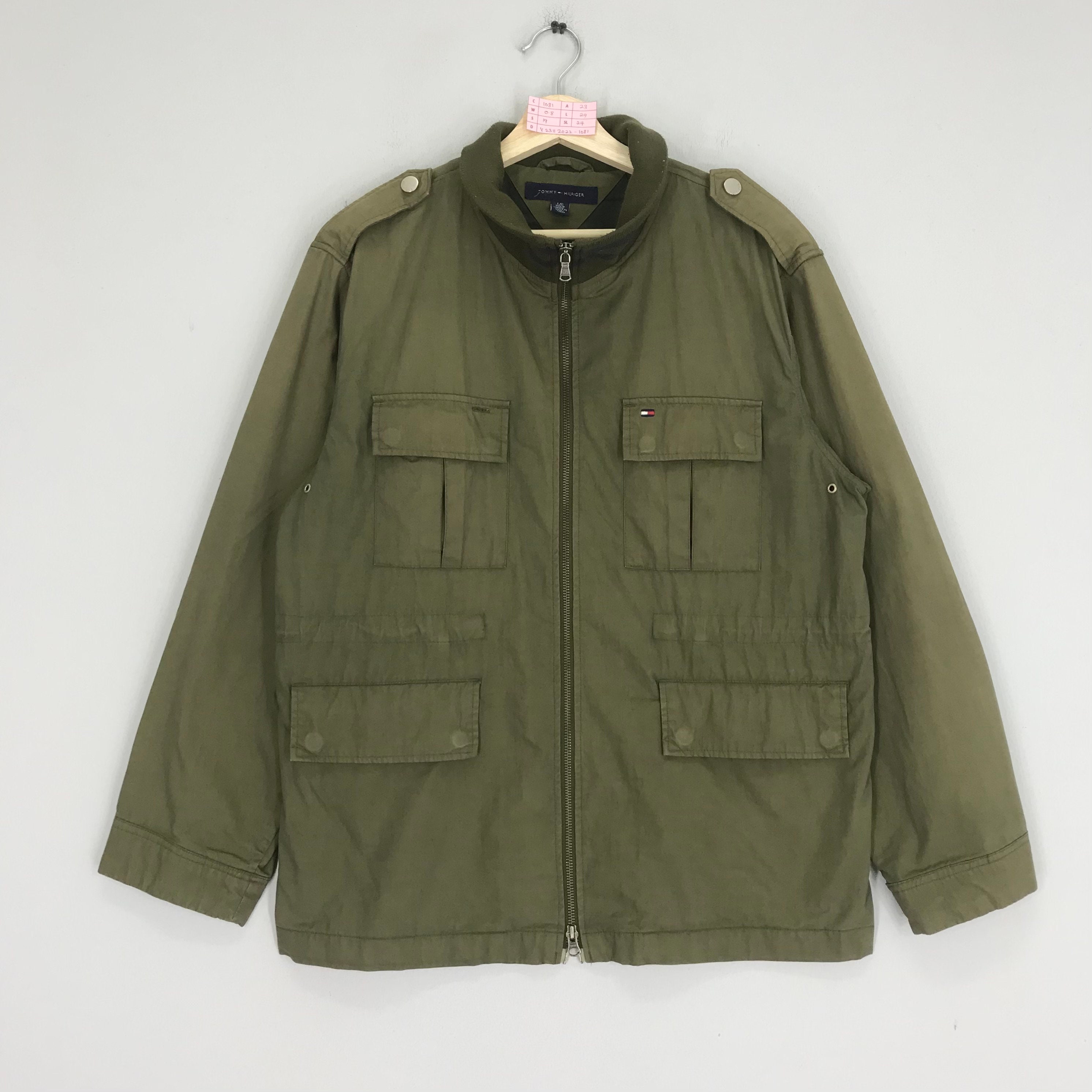 Tommy Hilfiger Olive Green Worker Jacket Four Pocket Zipper Tommy