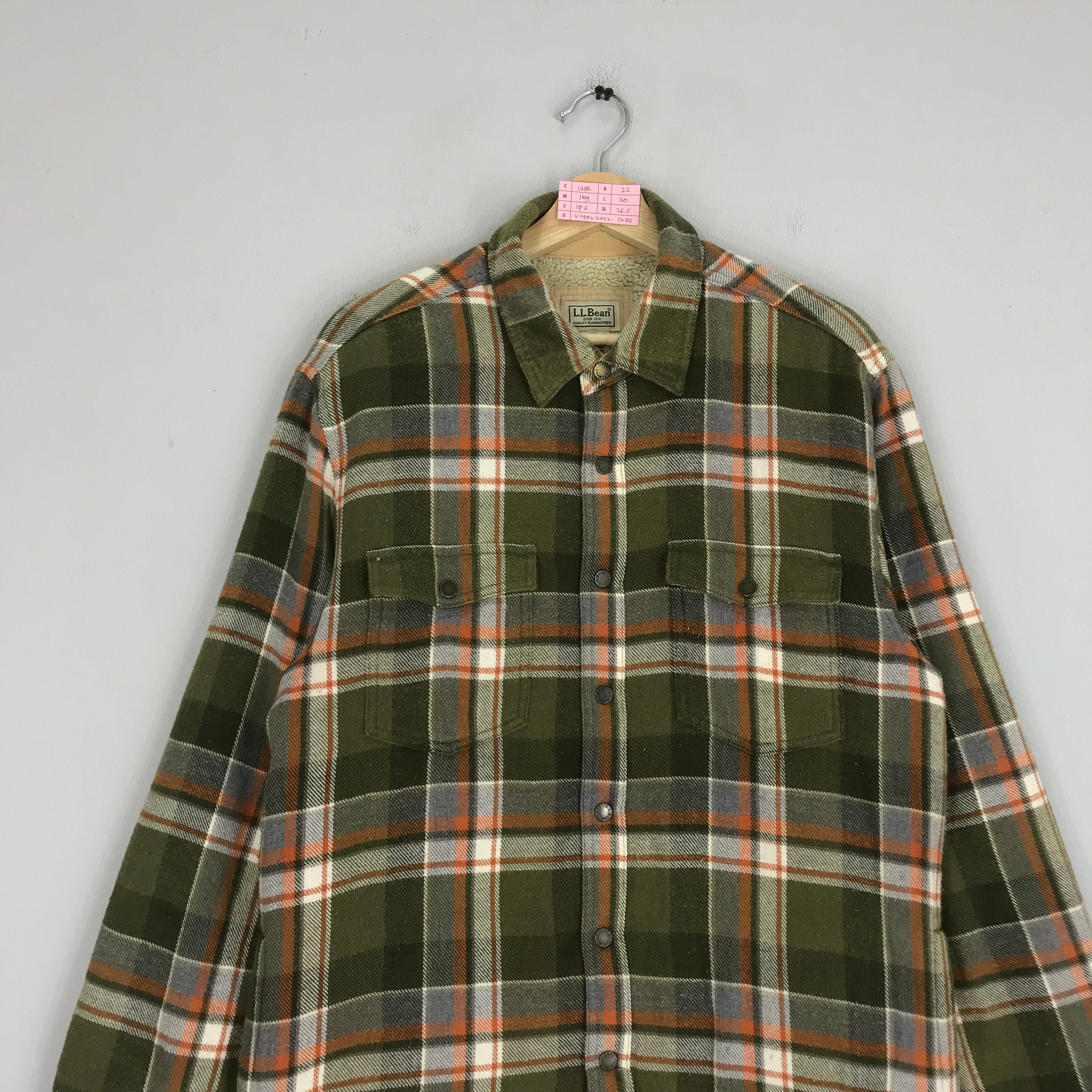 【2plan】Vintage Over Check Shirt Vintage LL Bean Checkered Buttondown Sherpa Flannel Shirt LL