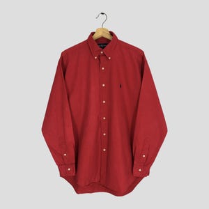 Vintage 90s Polo Ralph Lauren Red Casual Shirt Medium Polo Ralph Lauren Embroidery Polo Pony Button Down Shirt Formal Oxfords Polo RL Size M