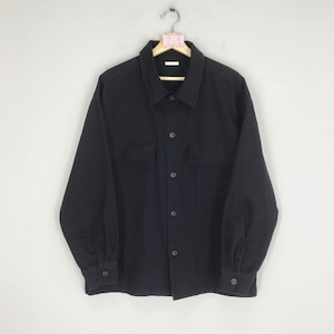 Vintage 90s Denim Jeans Workers Jacket Buttondown Double Pocket Casual Style American Workwear Denim Dark Blue Work Jacket Outerwear Size XL