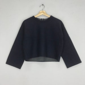 Vintage crop top dames Japan gebreide jas met halve rits dames ontspannende crop gebreide jas maat S: