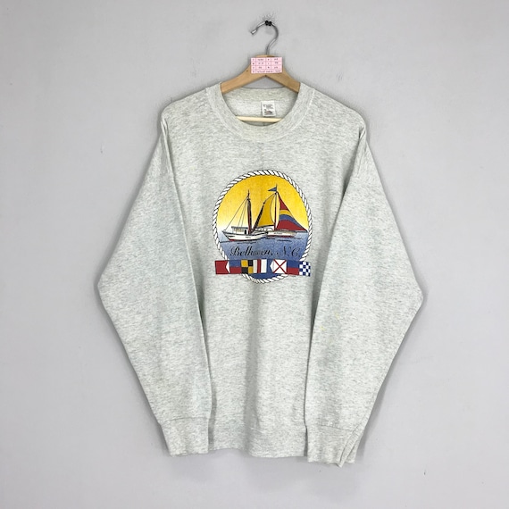 Vintage 90's Belhaven Sweatshirts Belhaven North Carolina Sweater Belhaven Crewneck Belhaven North Carolina Sailing Boat Pullover Size XL