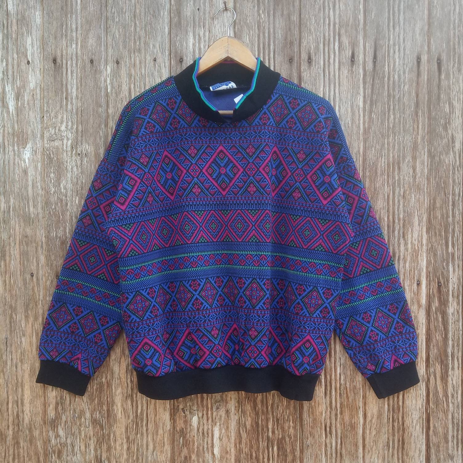Vintage Psychedelic Geometric Art Colourful Design Sweatshirts Size M ...