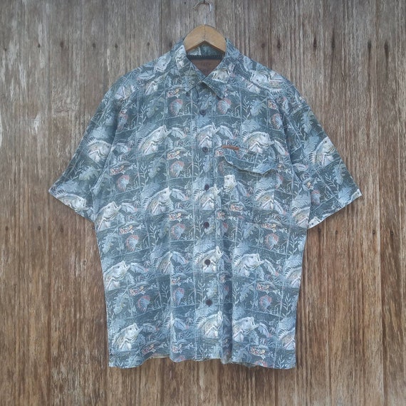 Rare Hawaiian Islands Overprinted Fish Style Hawaii Button Down Shirt Size  XL -  Canada