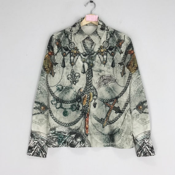 Vintage 90s Novelty Baroque Silk Shirt Buttondown… - image 1