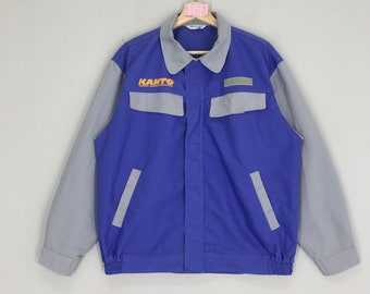 Vintage Kanto Worker Jacket Zipper Kanto Toyota Transport Blue Uniform Worker Zipper Jacket Four Pocket Jacket Worker Coat Size L