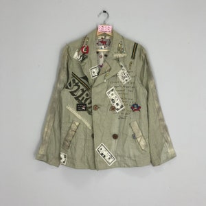 Rare!! Crazy Design Jacket With Patchwork Art Style Punk Rock Concert Jacket Size S