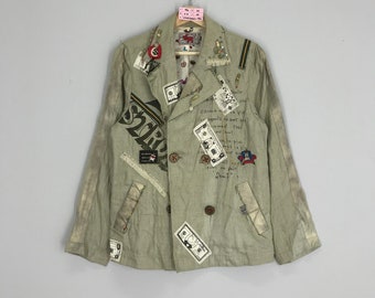 Rare!! Crazy Design Jacket With Patchwork Art Style Punk Rock Concert Jacket Size S