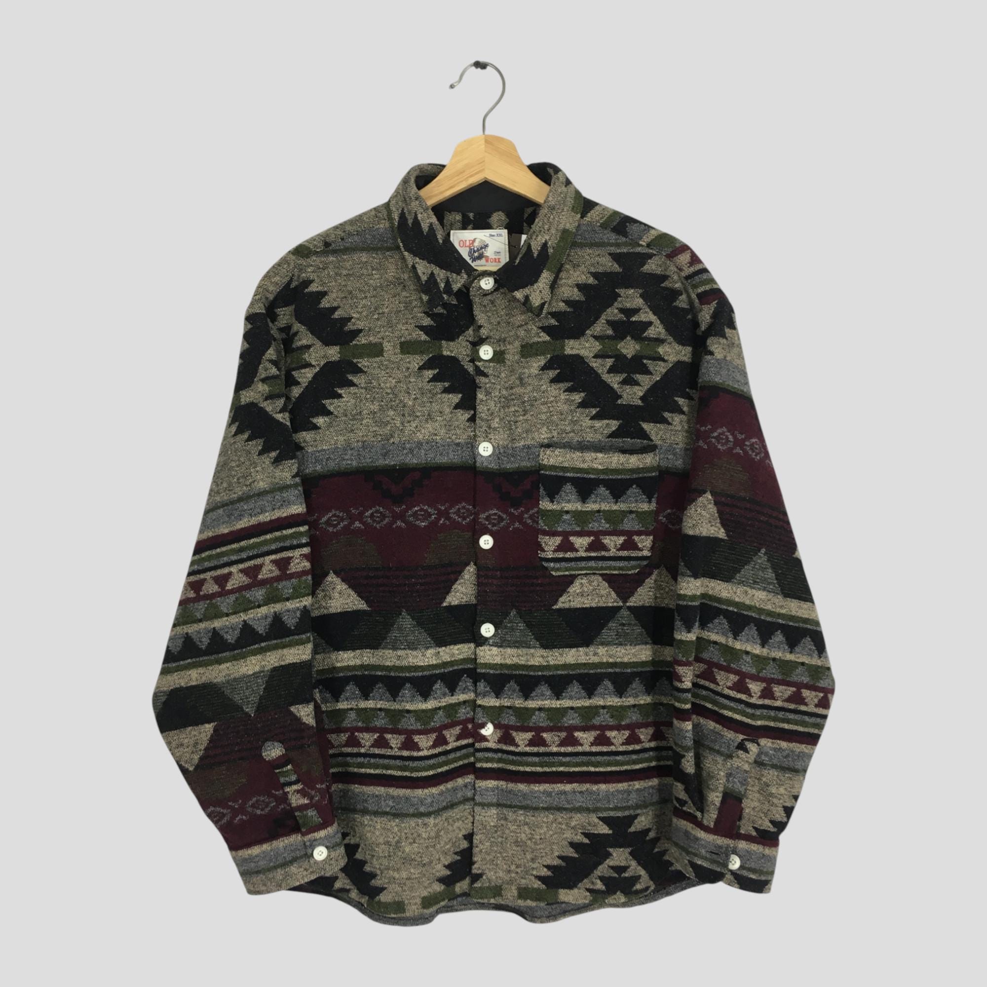 トップス 50's style Navajo pattern Vintage Retro Multicolour Motive Native Navajo Design Aztec