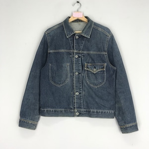 Vintage 90s Denim Trucker Jacket Jeans Workwear Denim Jacket Button Style Denim Jeans Jacket Worker Size M