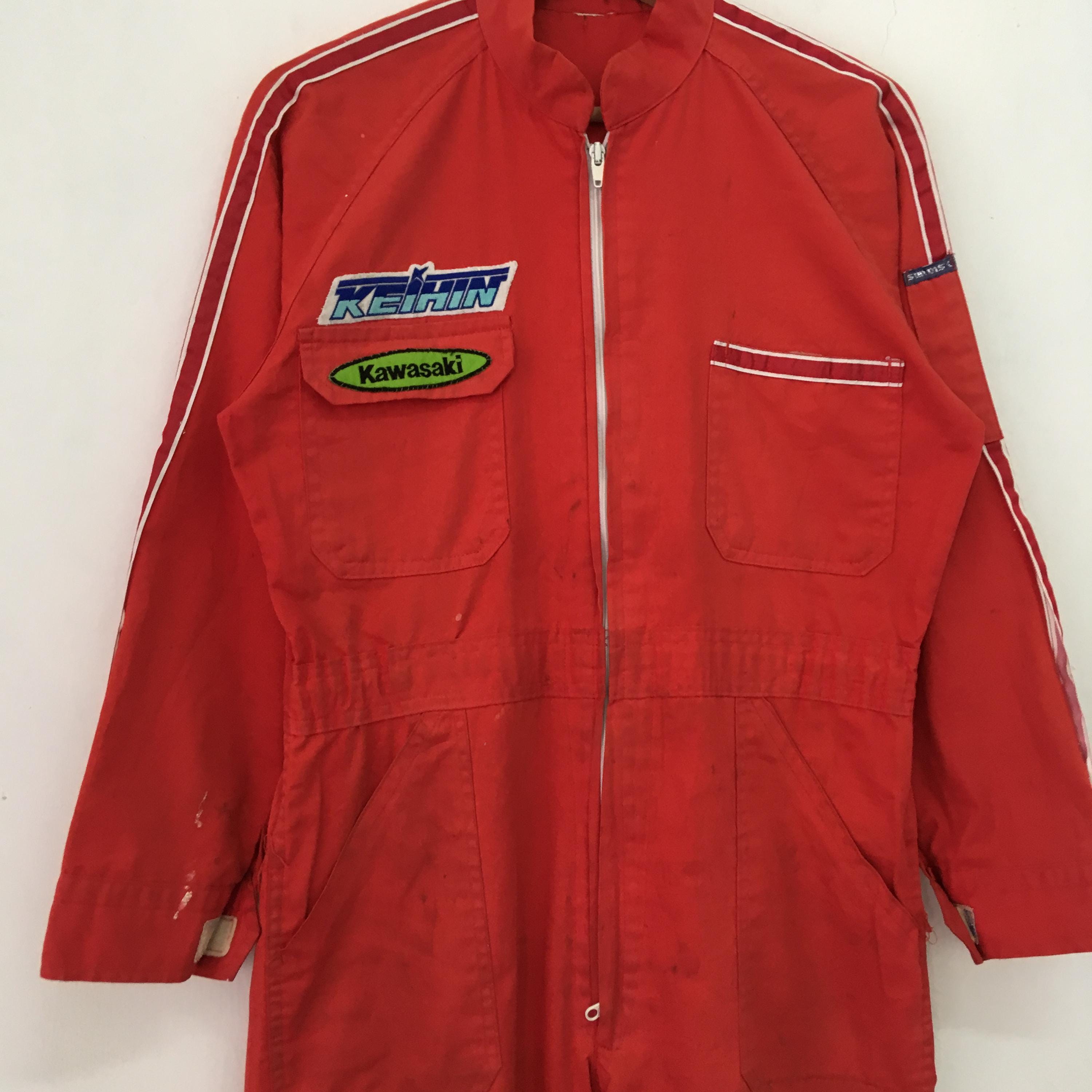 オーバーオール euro vintage 80s 90s Vintage 90s Distressed Kawasaki Japanese Red Coveralls