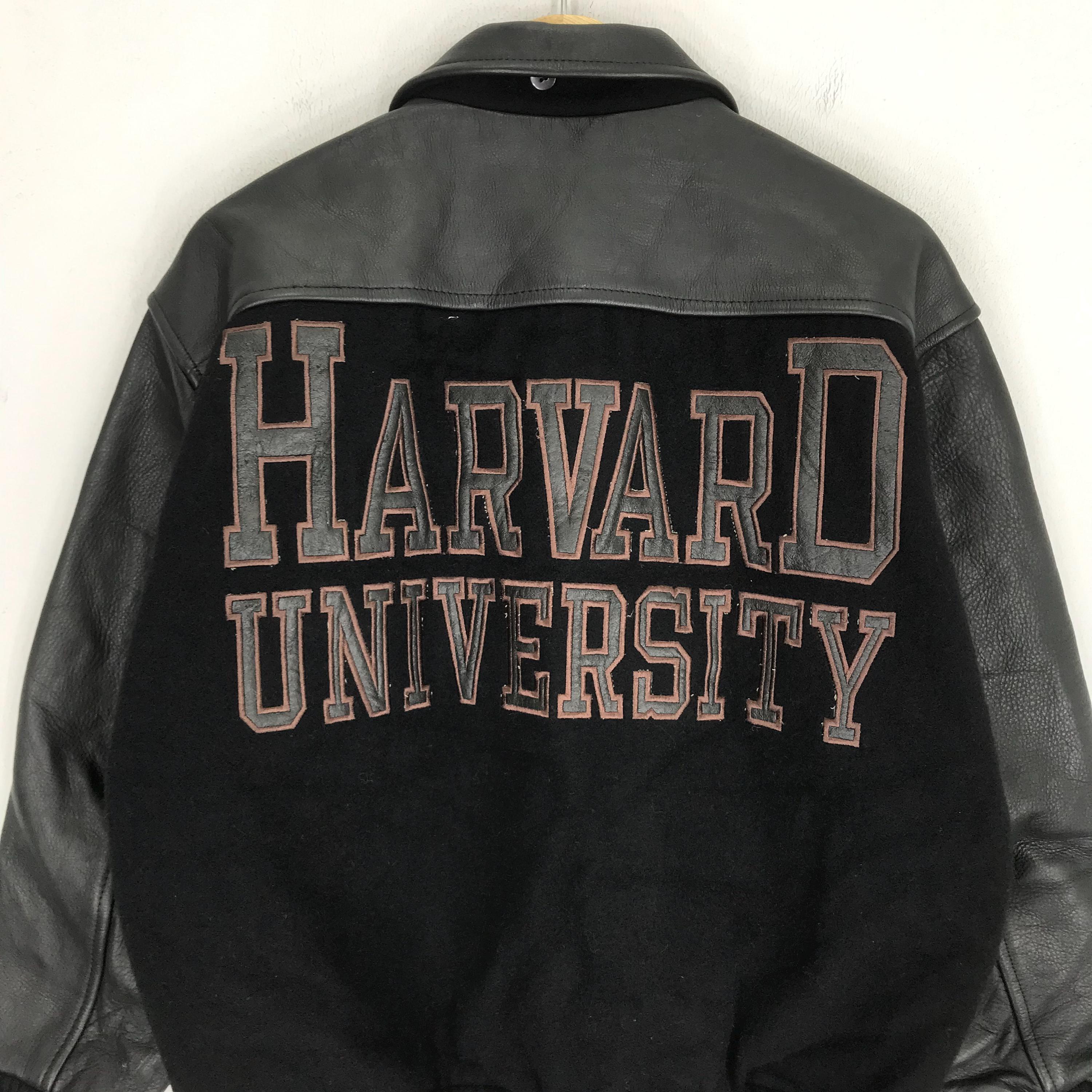 Vintage Harvard University Black Leather Sleeve Varsity Jacket