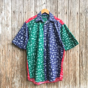 Chemise Vintage MAMBO Imprimé Pinup Hawaïen - Taille L, Rouge, En Viscose, Manches Courtes