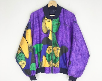 Vintage 90's Picasso Bomber Jacket Multicolor Medium Picasso Art