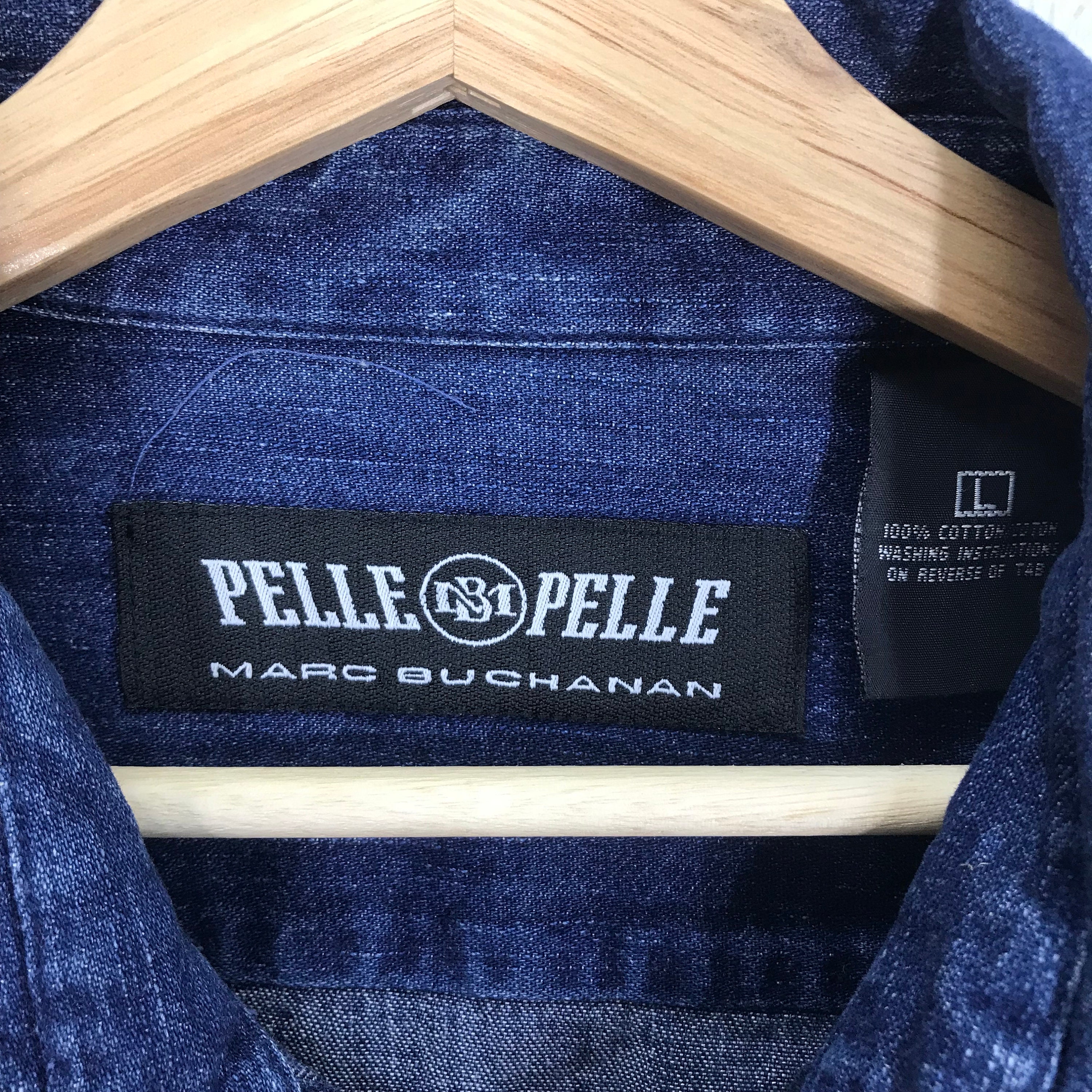 Vintage Pelle Pelle Marc Buchanan Indigo Blue Jeans Large Pelle 