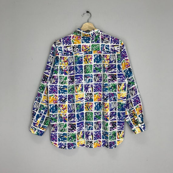 Vintage 90s Baroque Shirt Silk Abstract Multicolo… - image 2