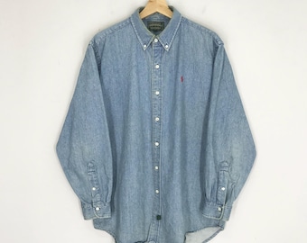 Vintage 90s Polo Country Ralph Lauren Jeans Shirt Small Polo Pony