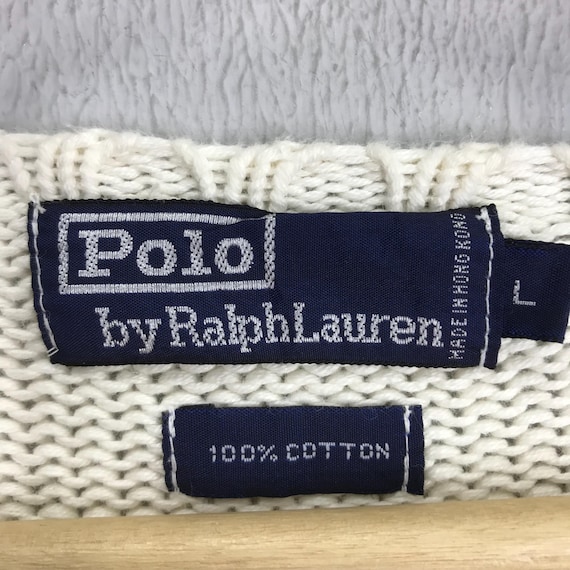 トップス 90s Polo Ralph Lauren \"HAND KNIT\" Cable Vintage Polo Ralph Lauren Hand Knit Sweater - V Neck Tennis