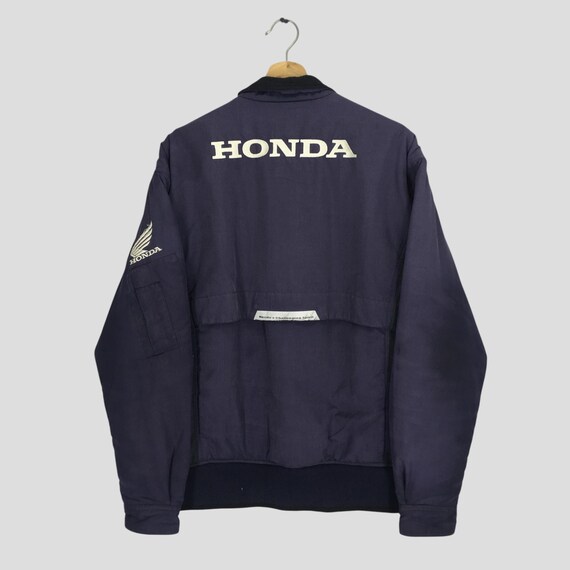 Vintage 90's Distressed Honda Motorsports Faded Blue Jacket