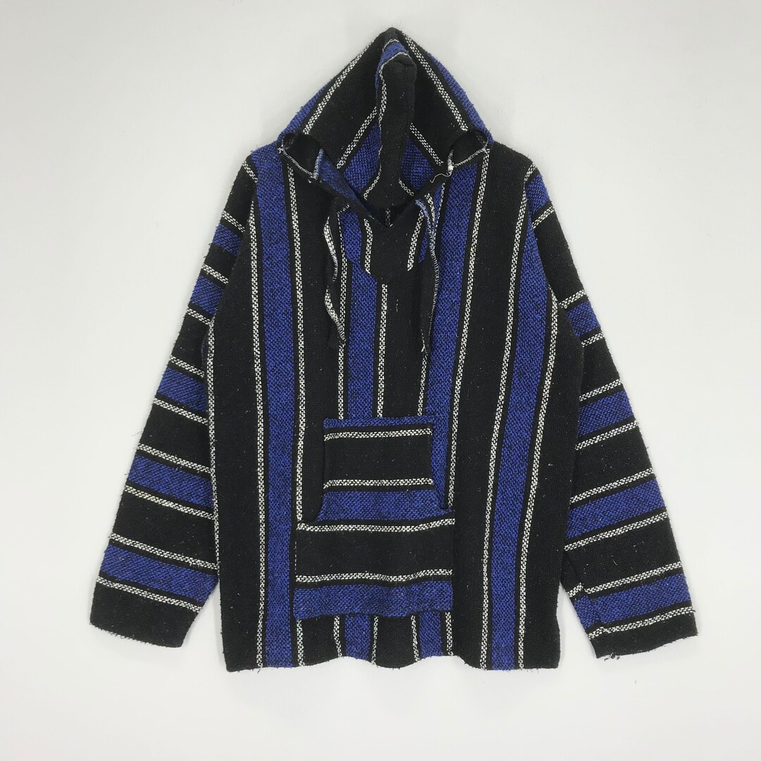 Vintage 90's Baja Blue Stripes Sweater Hoodie Aztech Mexican Baja ...