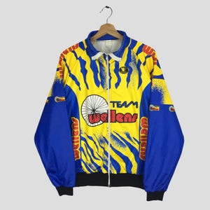 Vintage 90&#39;s Retro Cycling Sport Jacket Colorblock Medium Cycling Team Training Full Zipper Outerwear Jacket Sportswear Outfits Size M
