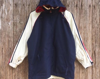 Rare!! Vintage Ellesse Halfball Jacket Hoodie stripe style on sleeve  Large size