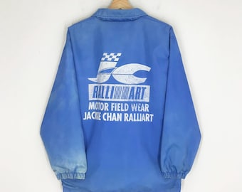 Vintage 90's Ralliart Motorsports Bomber Jacket Faded Blue Ralliart Motorsport Racing Jacket Big Logo Racing Team Bomber Suit Jacket Size L