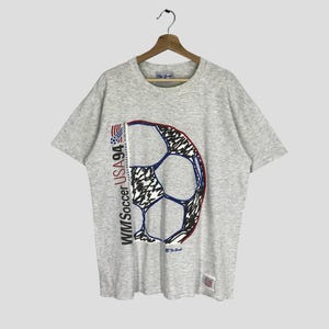 Vintage World Cup USA 1994 Gray Tshirt Large World Cup Usa Football Cup Sport Spell Out Crewneck T-shirt World Cup Usa Size L