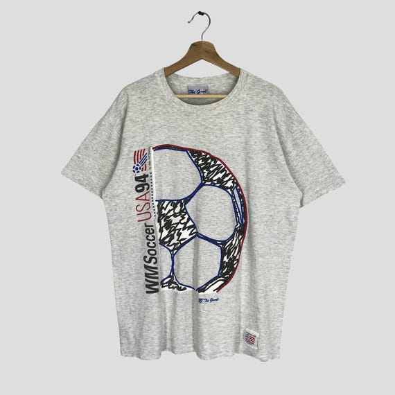 Vintage World Cup USA 1994 Gray Tshirt Large World Cup Usa Football Cup Sport Spell Out Crewneck T-shirt World Cup Usa Size L