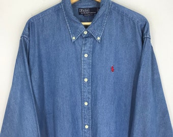 トップス 90S POLO COUNTRY DENIM SHIRTS POLO COUNTRY RALPH LAUREN 80s 90s Old Long sleeve Denim