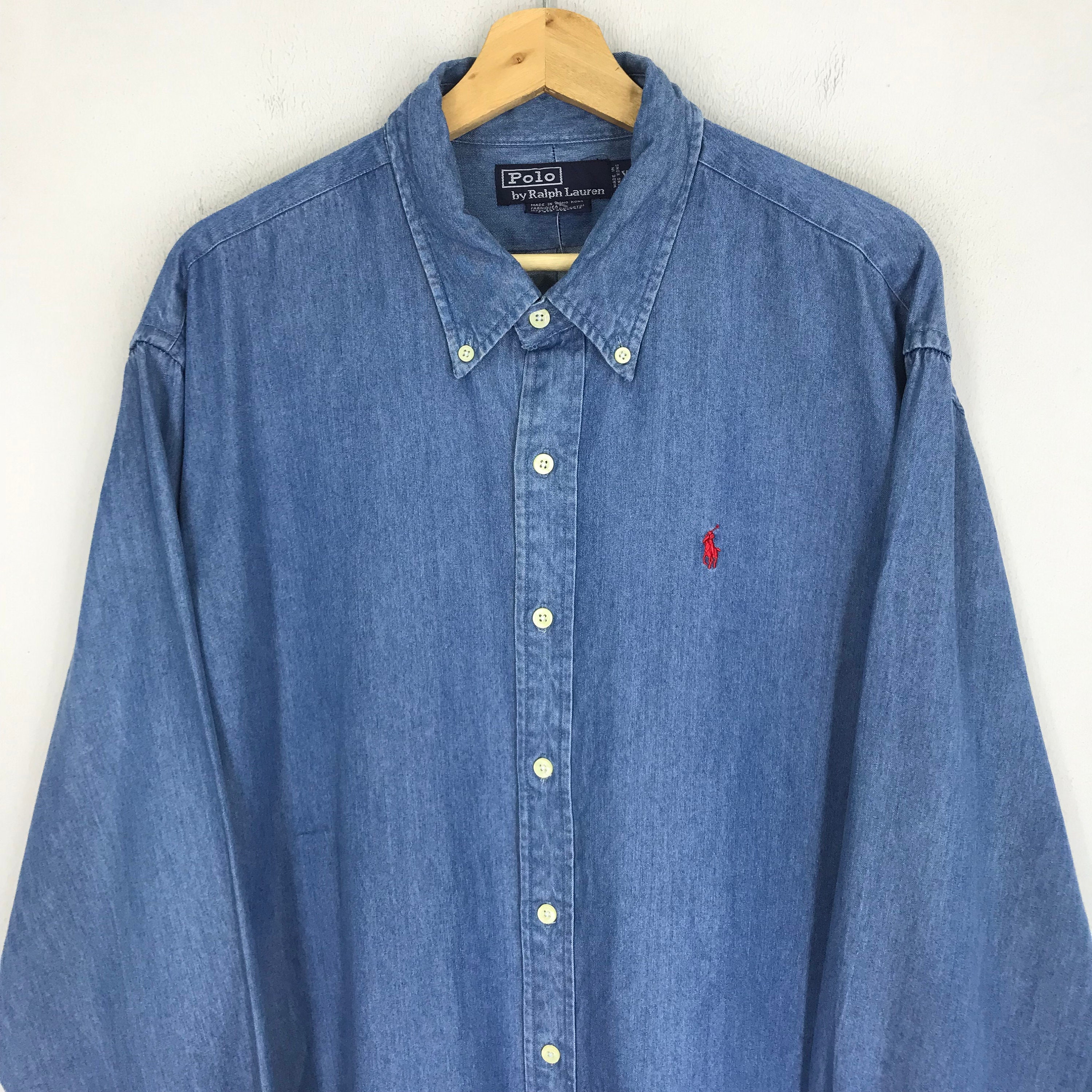 Vintage 90s Polo Ralph Lauren Jeans Blue Shirt Button Down