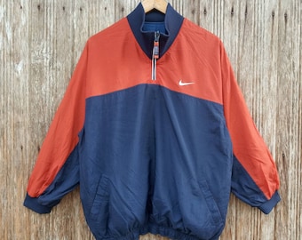 Vintage 1990s Nike Half Zip Windbreaker Jacket / Nike Swoosh