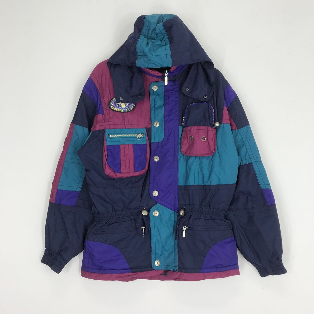 Vintage Bomber Snow Winter Ski Jacket Hoodie Colorblock Etsy