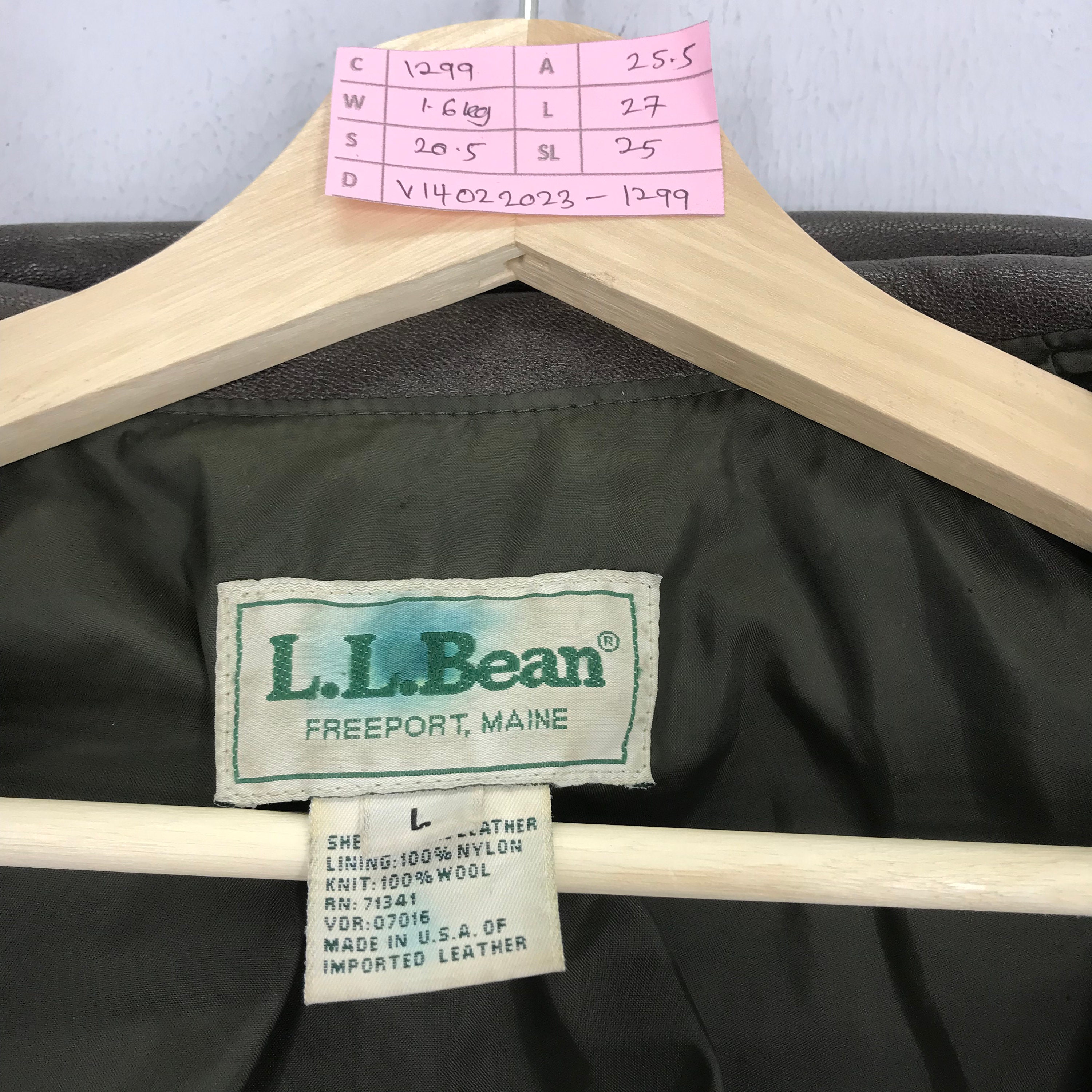Vintage 90's LL Bean Usa Leather Jacket Double Pocket LL Vintage 90's LL Bean Usa Leather Jacket Double Pocket LL