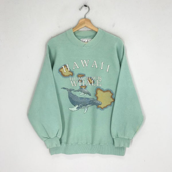 Vintage jaren 90 bultrug turkoois sweatshirt medium bultrug Hawaii trui bultrug Hawaii Animal ronde hals trui maat M