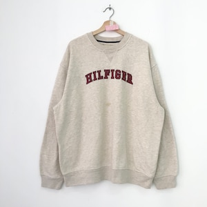 Vintage 90&#39;s Tommy Hilfiger Sweatshirt Large Big Logo Hilfiger Sweater Tommy Hilfiger Spell Out Casual Crewneck Tommy Pullover Jumper Size L