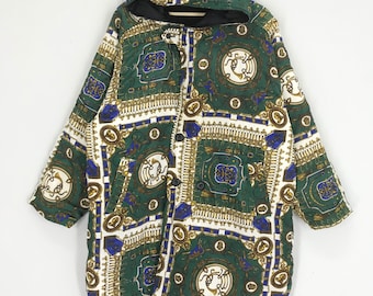 Vintage 90's Style Novelty Baroque Gold Chain Long Jacket Pop Art Luxury Gold Chain Psychedelic Jacket Hoodie Hippies Baroque Jacket Size L