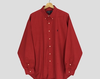 polo red dress shirt Polo Ralph Lauren Button Down Classic Fit Oxford Shirt Red Size S MSRP $90