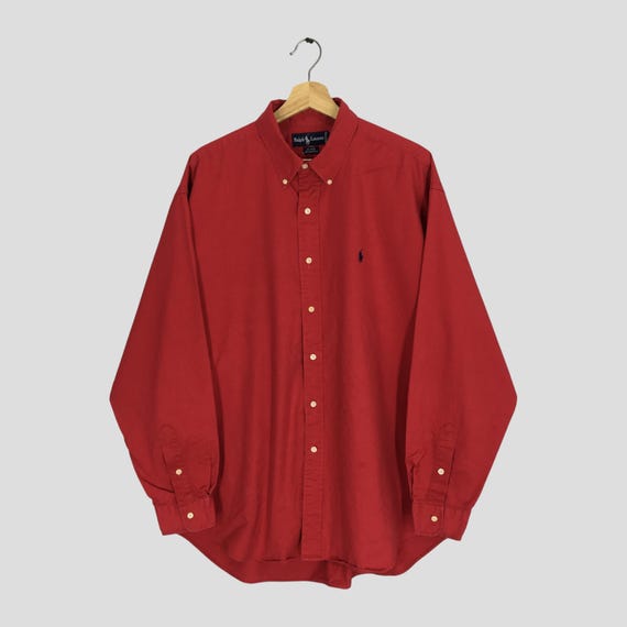 Vintage Polo Ralph Lauren Red Casual Shirt Xlarge Polo Ralph